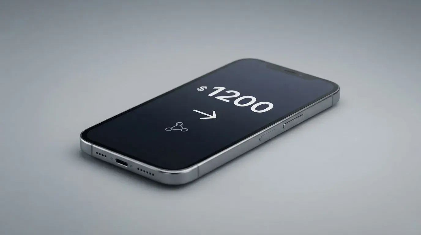 A phone showing a stablecoin transfer screen