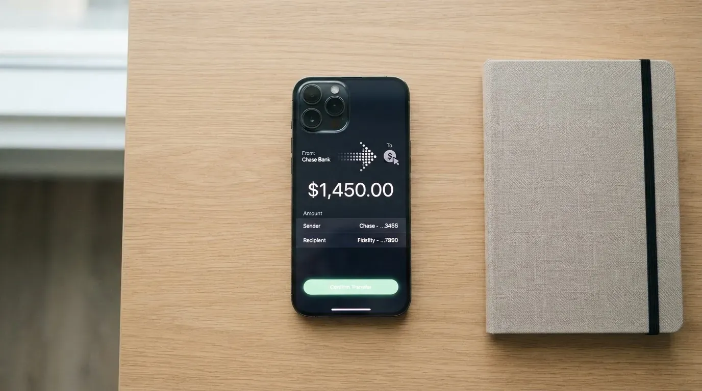 A phone showing a stablecoin transfer screen