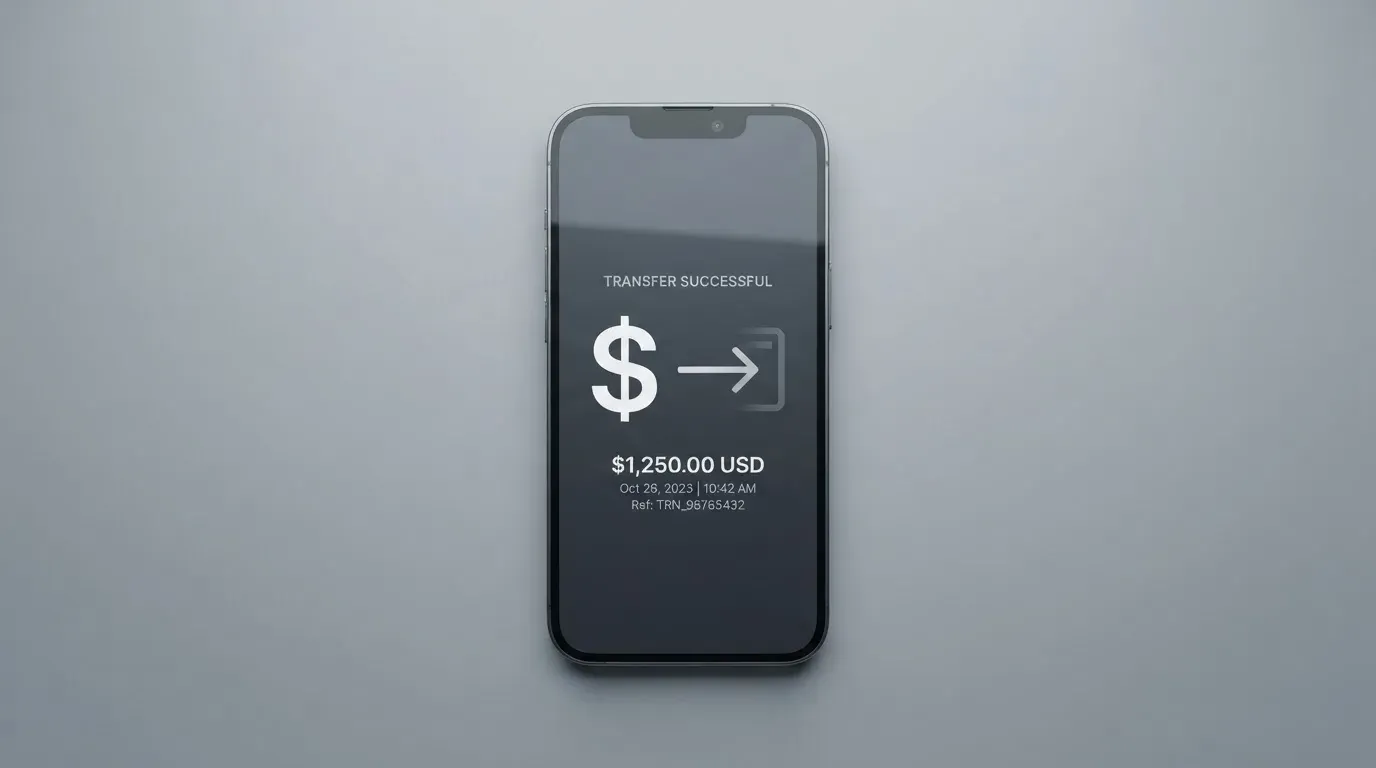 A phone showing a stablecoin transfer screen