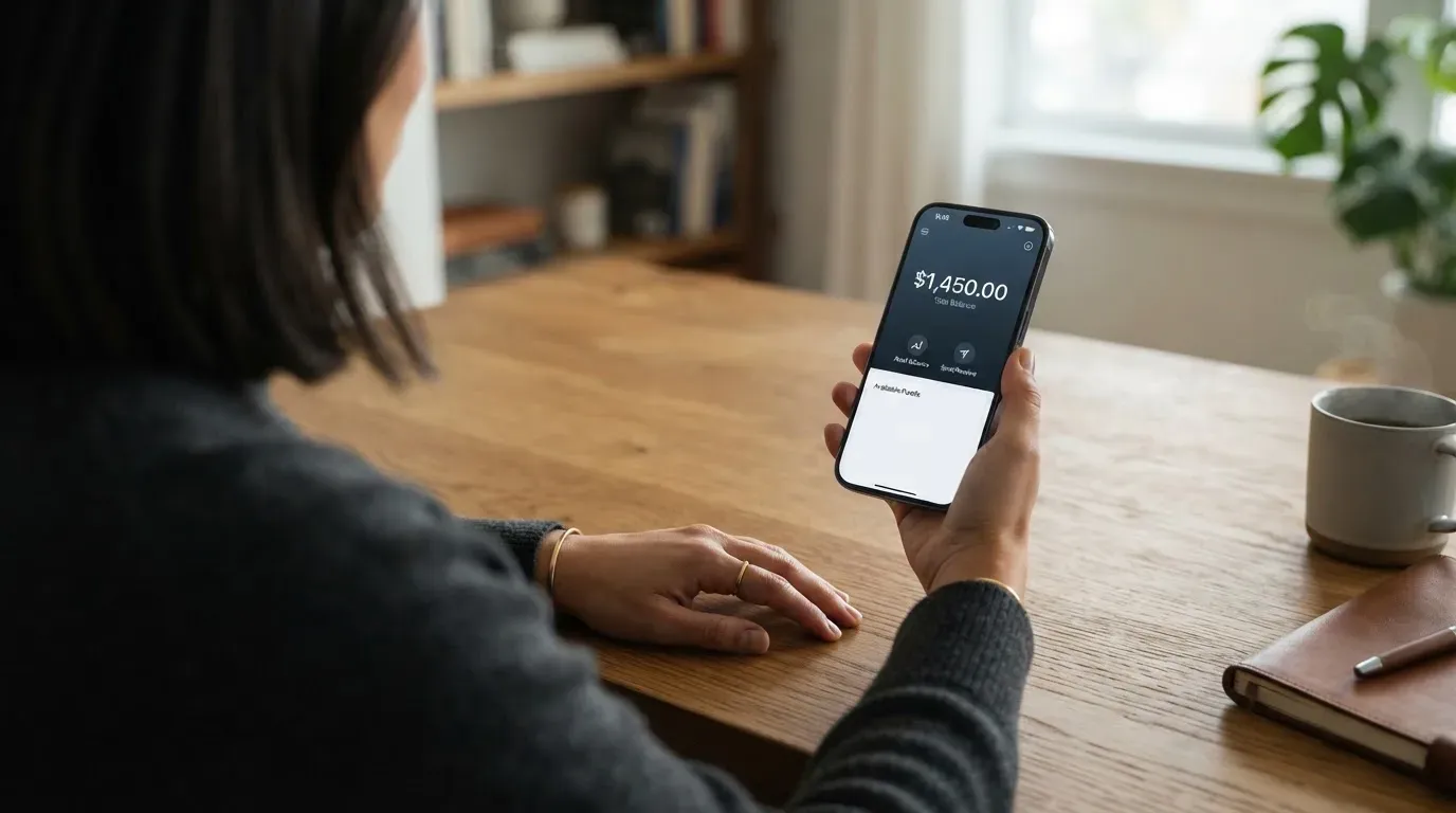 A phone showing a stablecoin transfer screen