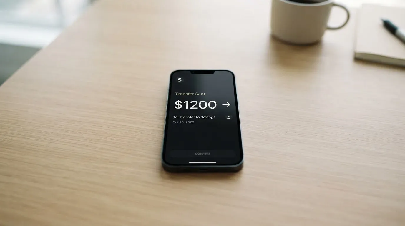 A phone showing a stablecoin transfer screen