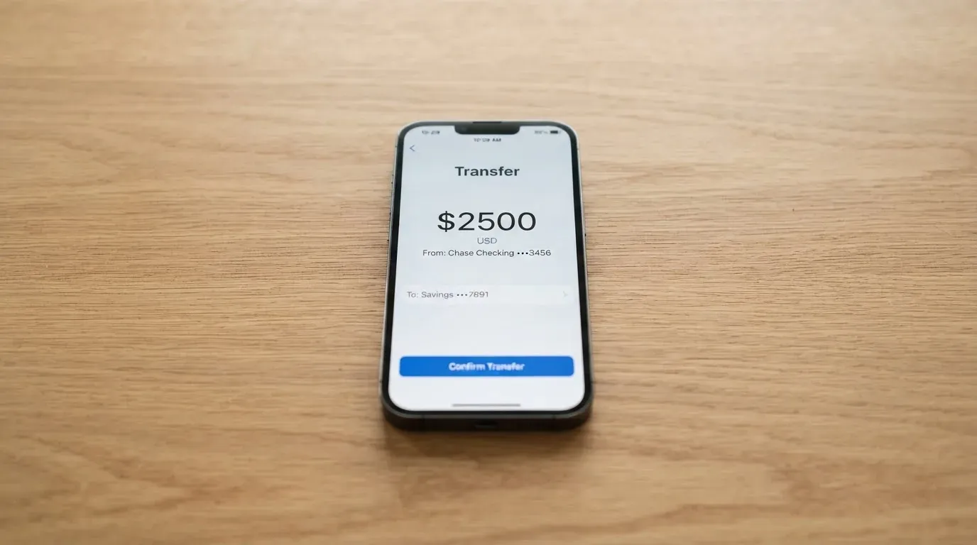 A phone showing a stablecoin transfer screen