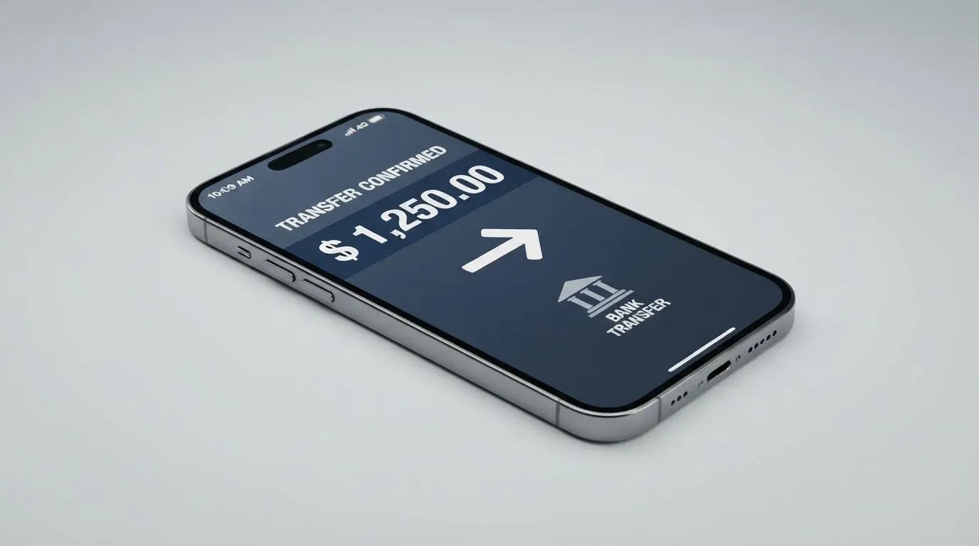 A phone showing a stablecoin transfer screen