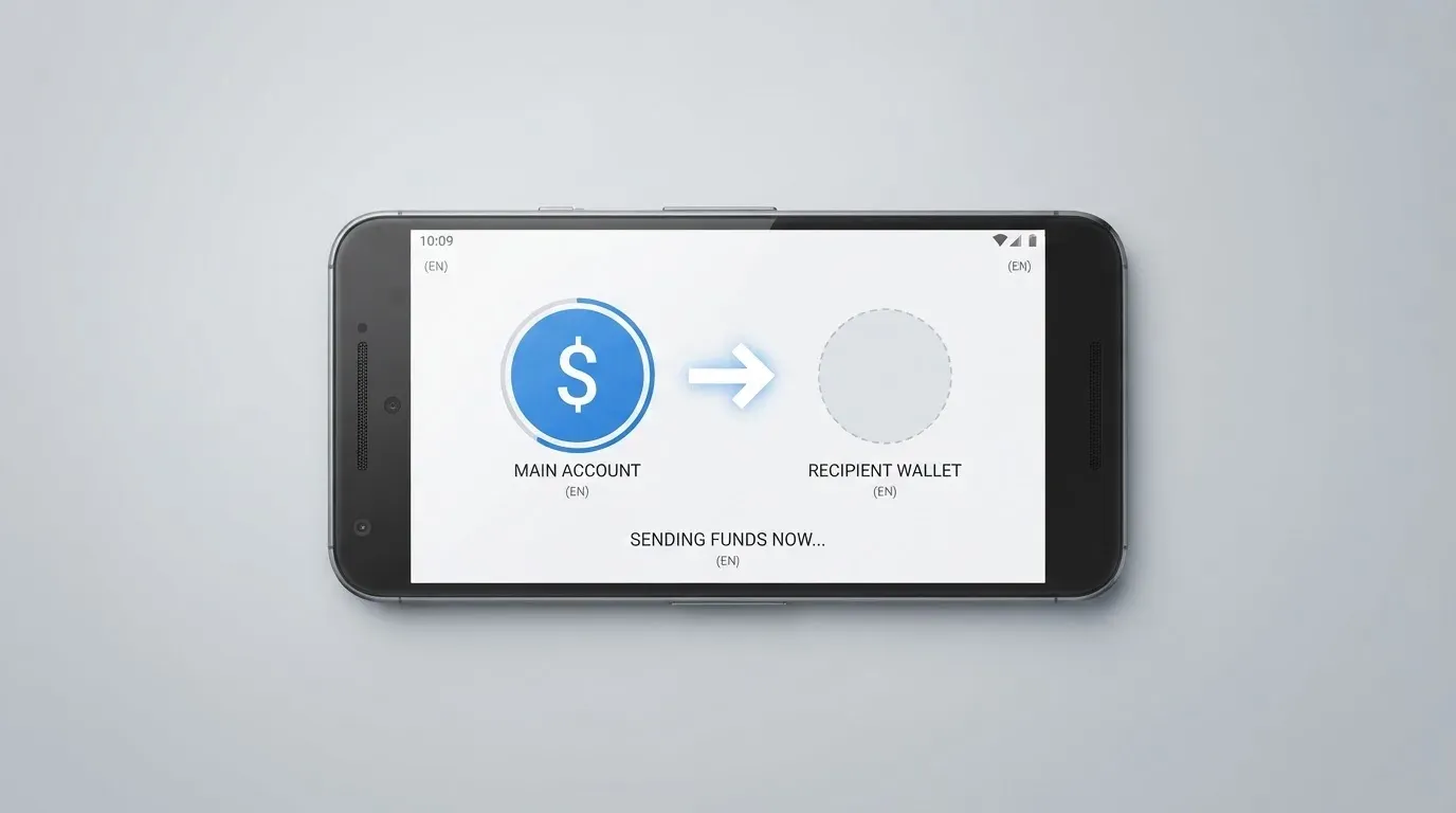 A phone showing a stablecoin transfer screen