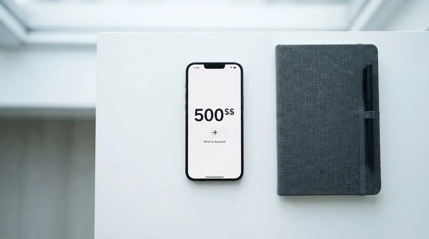 A phone showing a stablecoin transfer screen