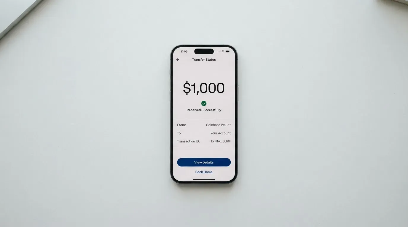 A phone showing a stablecoin transfer screen