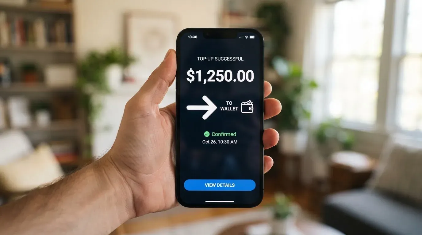 A phone showing a stablecoin transfer screen