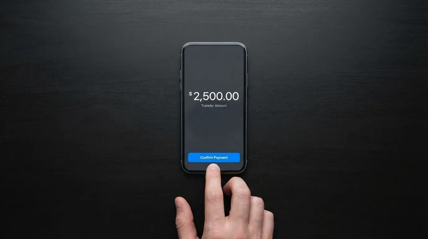 A phone showing a stablecoin transfer screen