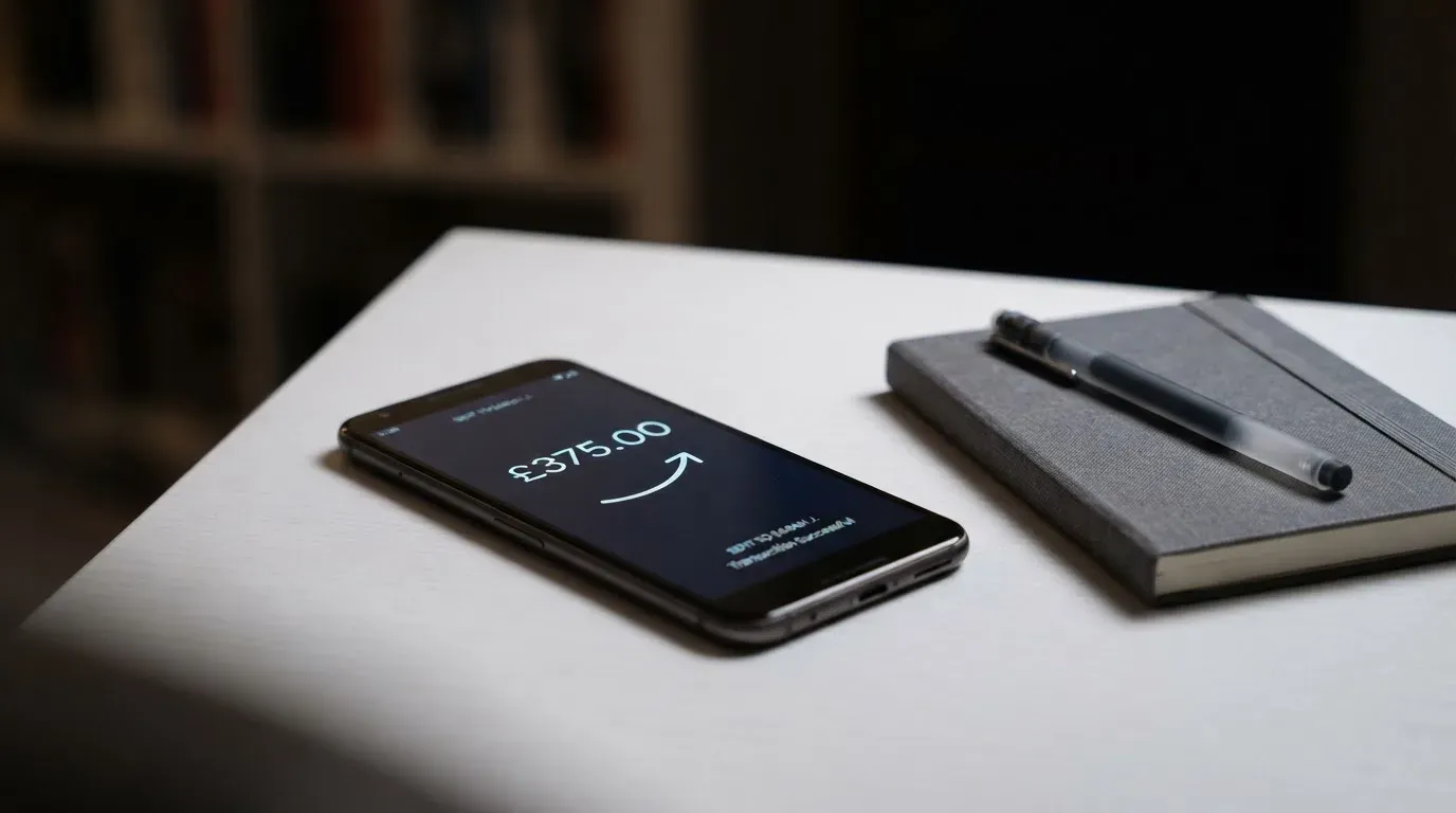 A phone showing a stablecoin transfer screen