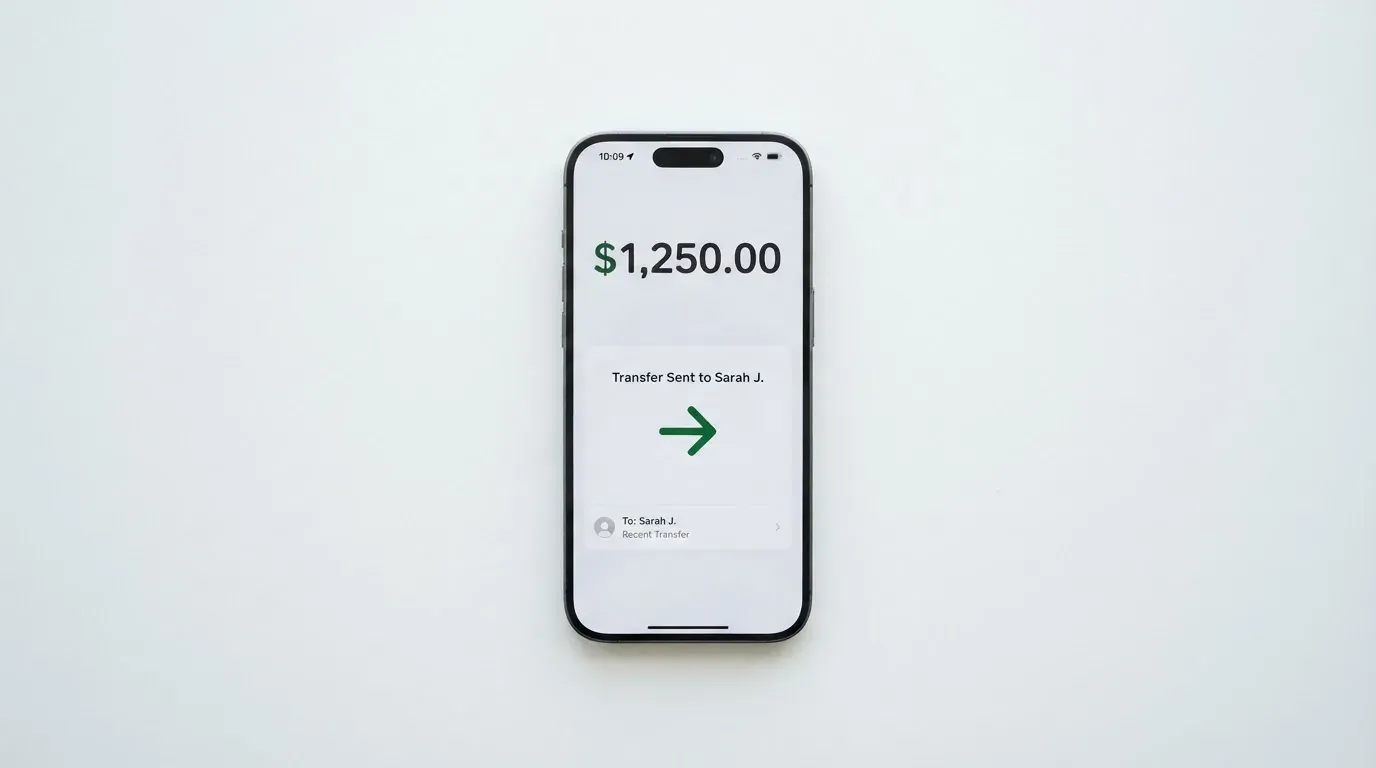 A phone showing a stablecoin transfer screen