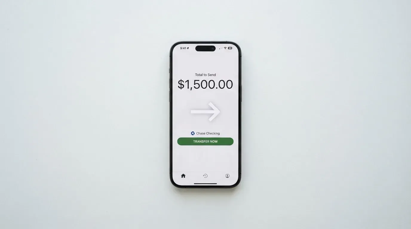 A phone showing a stablecoin transfer screen