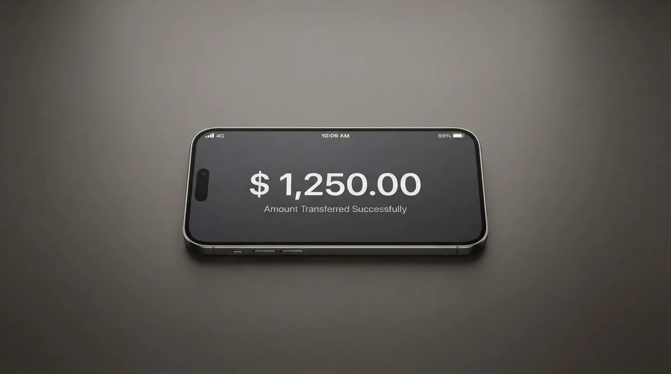 A phone showing a stablecoin transfer screen