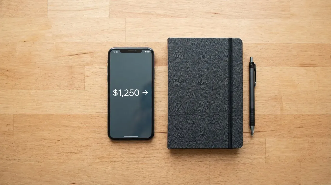 A phone showing a stablecoin transfer screen