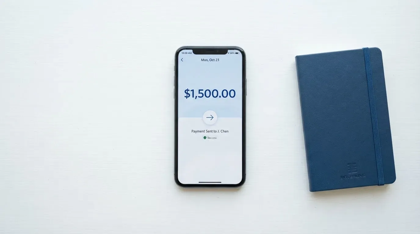 A phone showing a stablecoin transfer screen