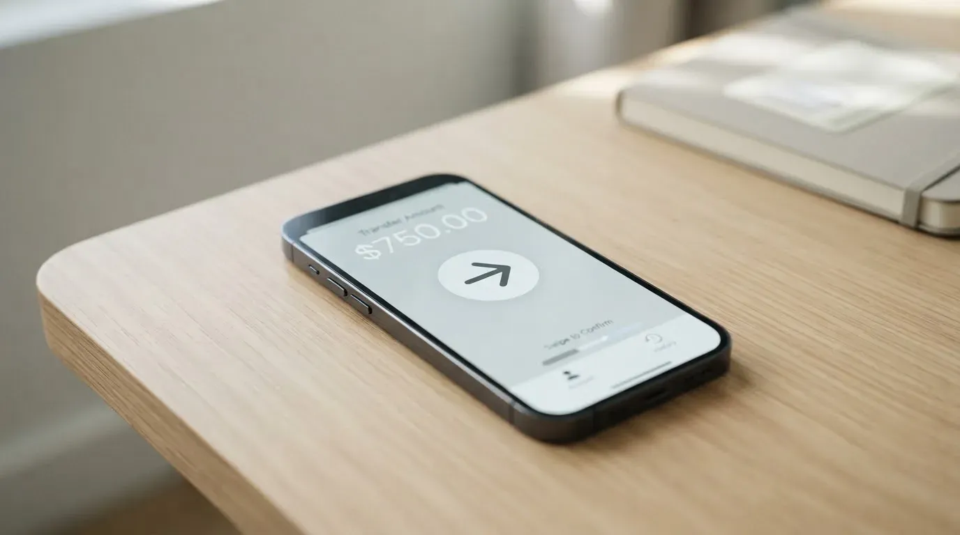 A phone showing a stablecoin transfer screen