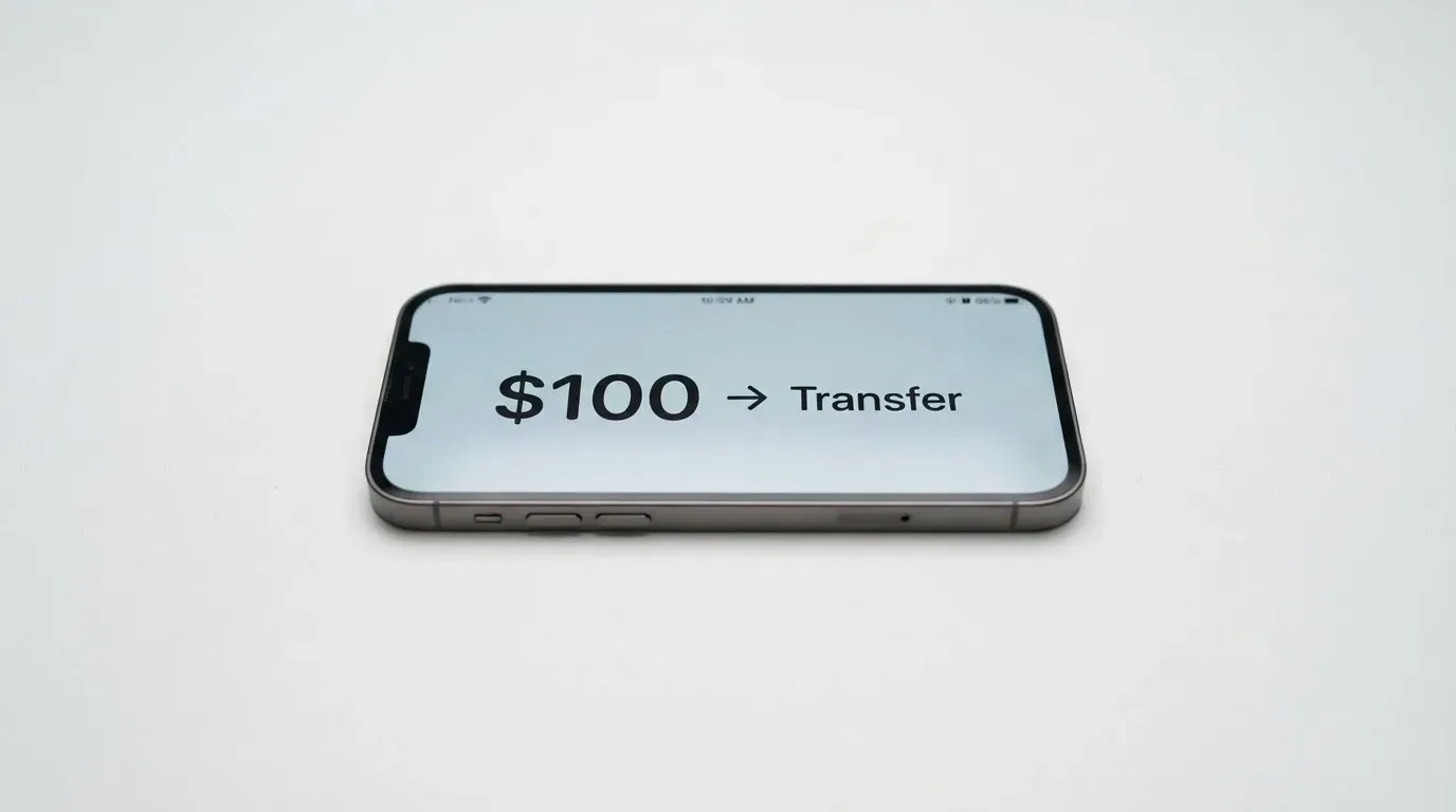 A phone showing a stablecoin transfer screen