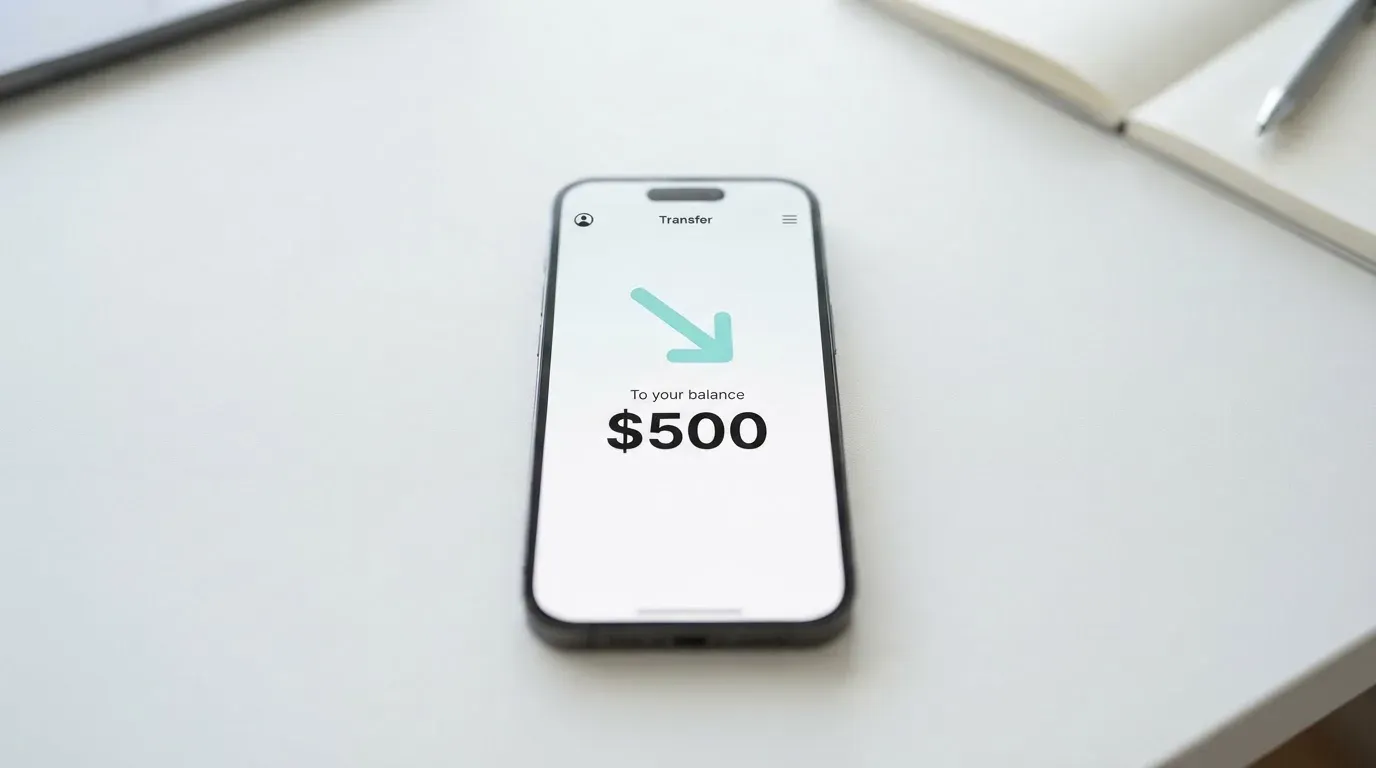 A phone showing a stablecoin transfer screen