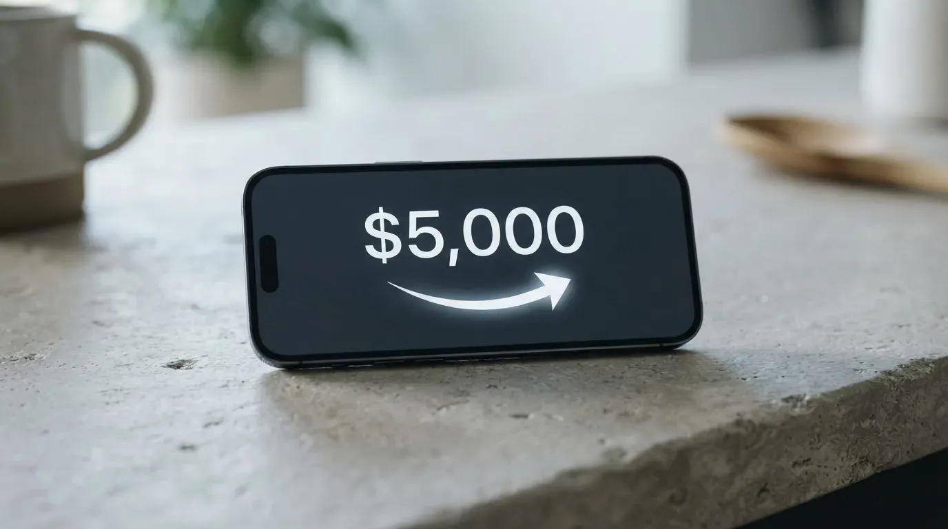 A phone showing a stablecoin transfer screen
