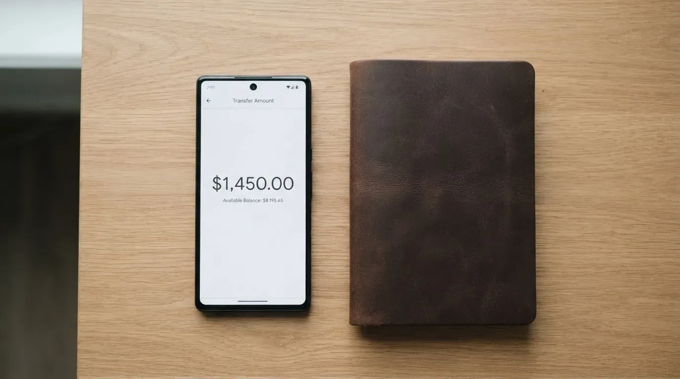 A phone showing a stablecoin transfer screen