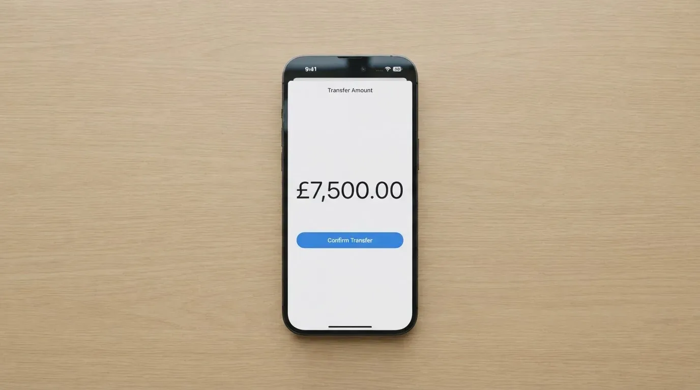 A phone showing a stablecoin transfer screen